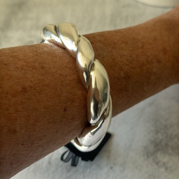 E&L Sterling Silver Electroform Statement Twisted Bangle Bracelet Israel - Picture 8 of 12